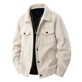Chaqueta Camisa Para Hombre Elegante Casual De Manga Larga Con Botones Chaquetas De Pana Para Otoño E Invierno Shacket De Ajuste Relajado Acolchada Con Bolsillos Beige 3XL