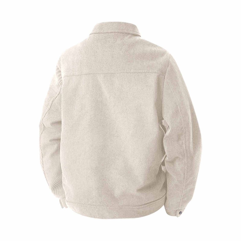 Chaqueta Camisa Para Hombre Elegante Casual De Manga Larga Con Botones Chaquetas De Pana Para Otoño E Invierno Shacket De Ajuste Relajado Acolchada Con Bolsillos Beige 3XL