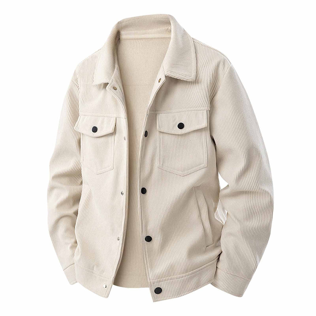 Chaqueta Camisa Para Hombre Elegante Casual De Manga Larga Con Botones Chaquetas De Pana Para Otoño E Invierno Shacket De Ajuste Relajado Acolchada Con Bolsillos Beige 3XL
