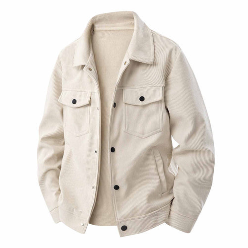 Chaqueta Camisa Para Hombre Elegante Casual De Manga Larga Con Botones Chaquetas De Pana Para Otoño E Invierno Shacket De Ajuste Relajado Acolchada Con Bolsillos Beige 3XL