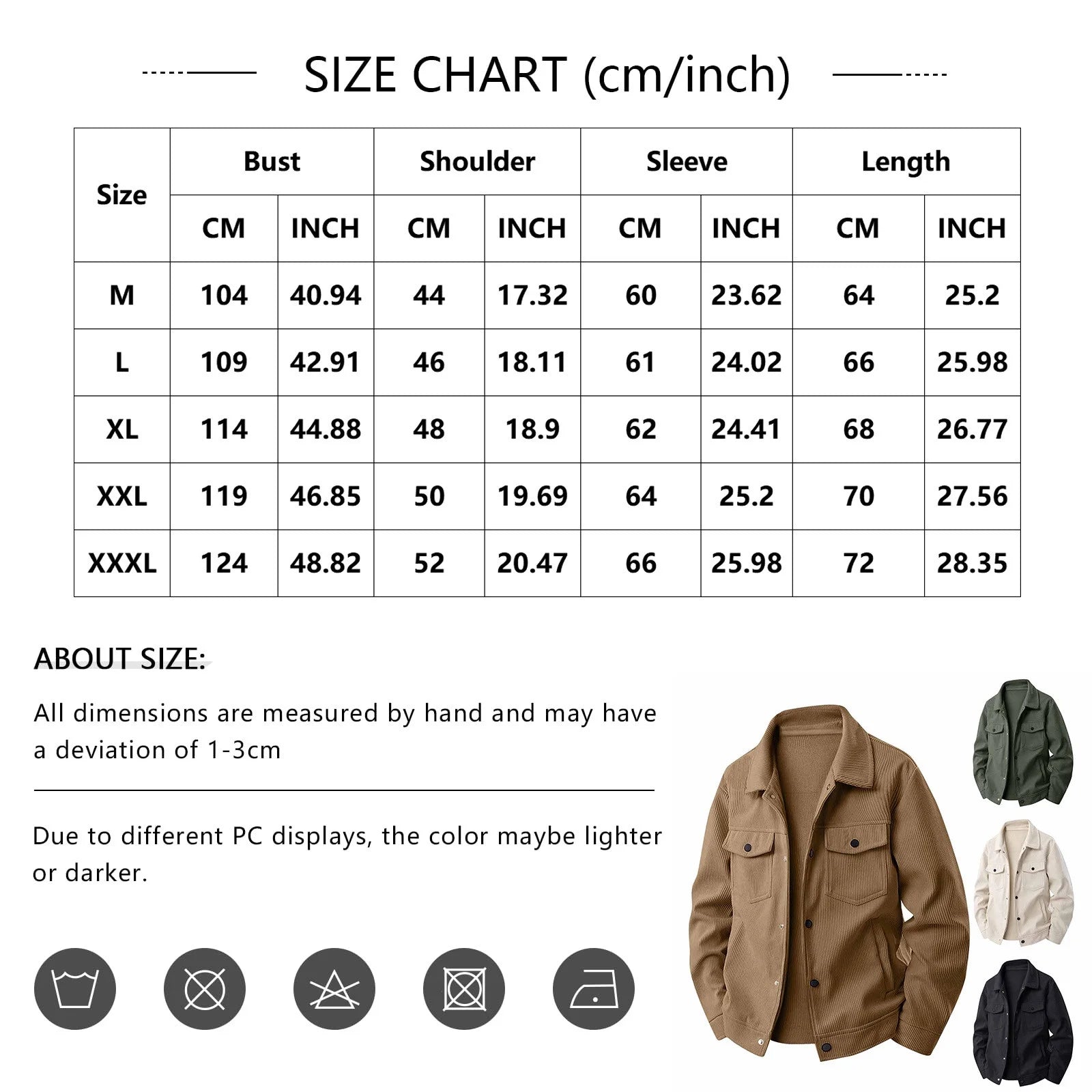 Chaqueta Camisa Para Hombre Elegante Casual De Manga Larga Con Botones Chaquetas De Pana Para Otoño E Invierno Shacket De Ajuste Relajado Acolchada Con Bolsillos Beige 3XL